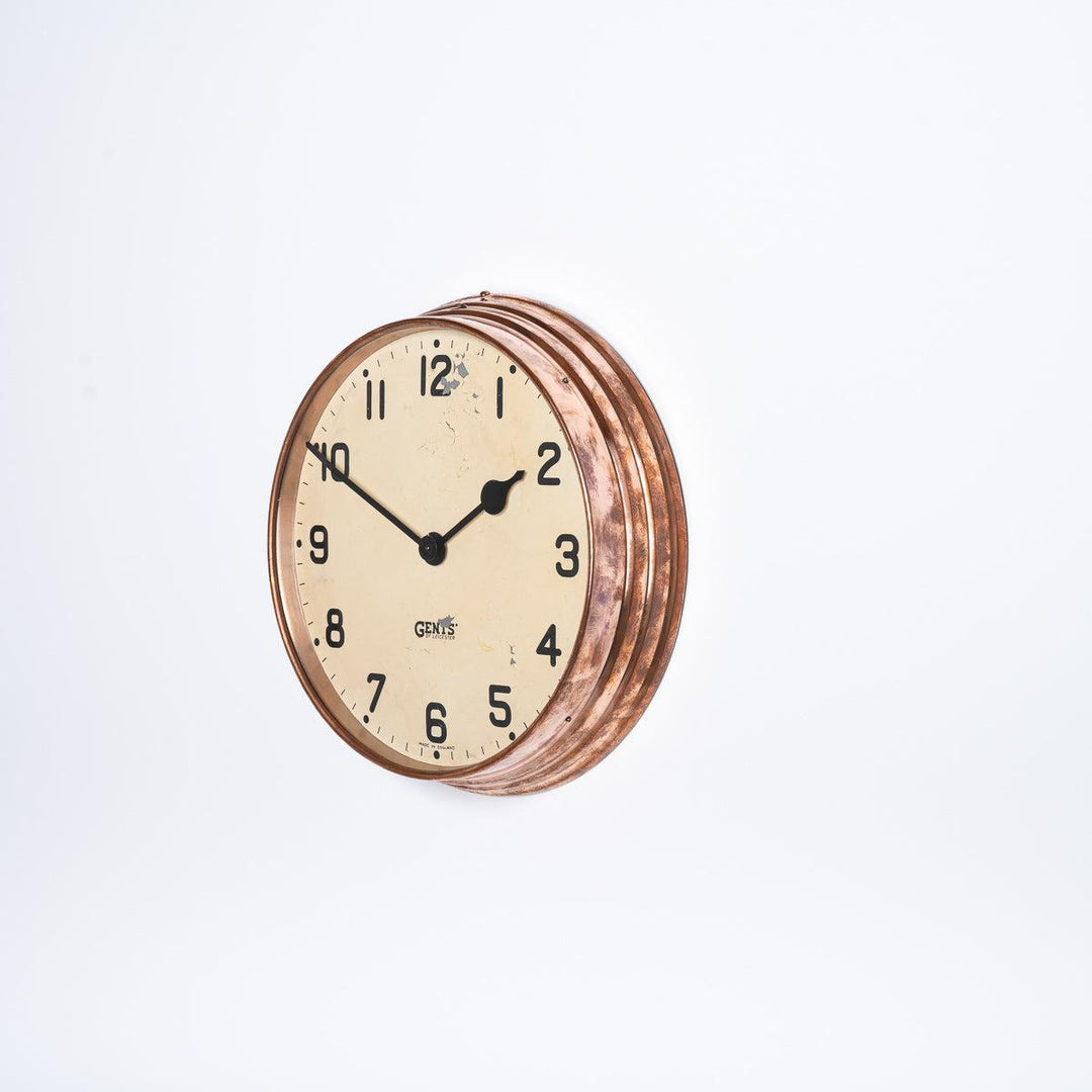 Vintage Industrial Stepped Copper Case Factory Clock by Gents of Leicester