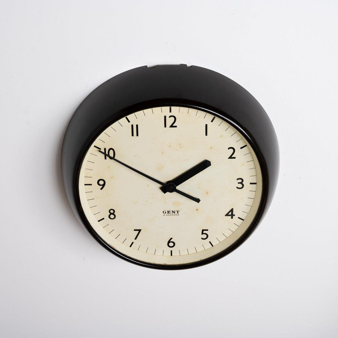 Vintage Mottled Brown Bakelite Industrial Wall Clock by Gents of Leicester