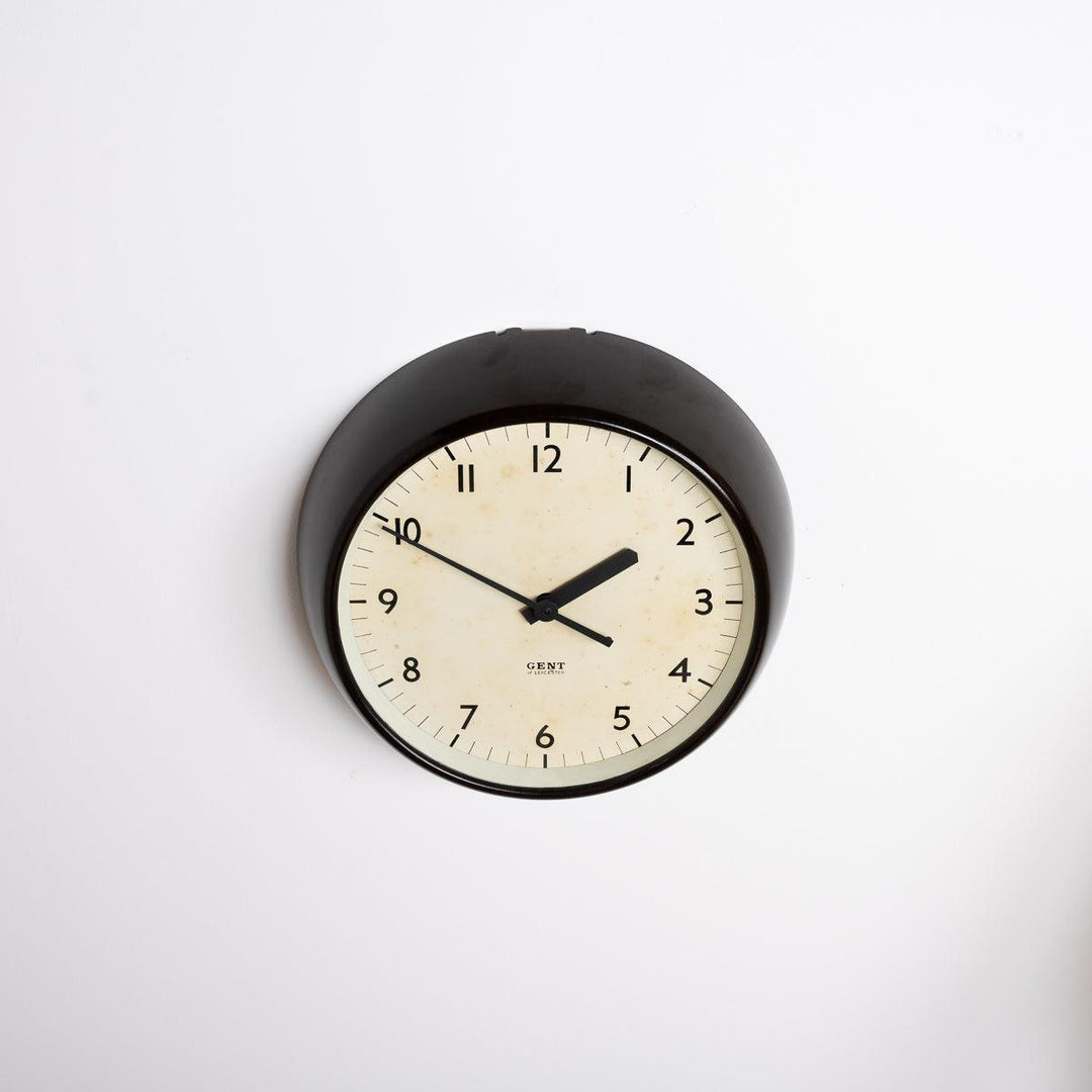 Vintage Mottled Brown Bakelite Industrial Wall Clock by Gents of Leicester