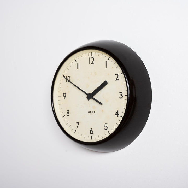 Vintage Mottled Brown Bakelite Industrial Wall Clock by Gents of Leicester