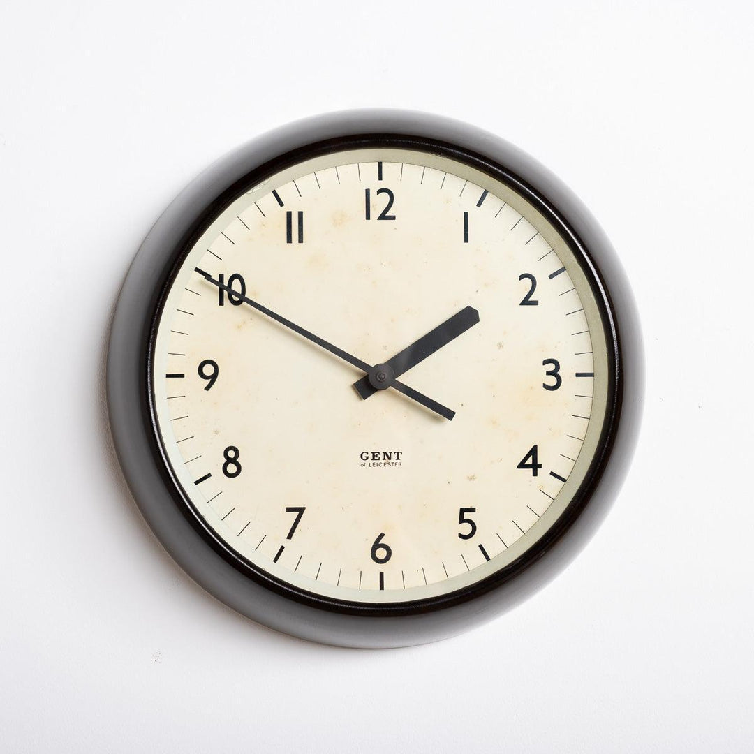 Vintage Mottled Brown Bakelite Industrial Wall Clock by Gents of Leicester