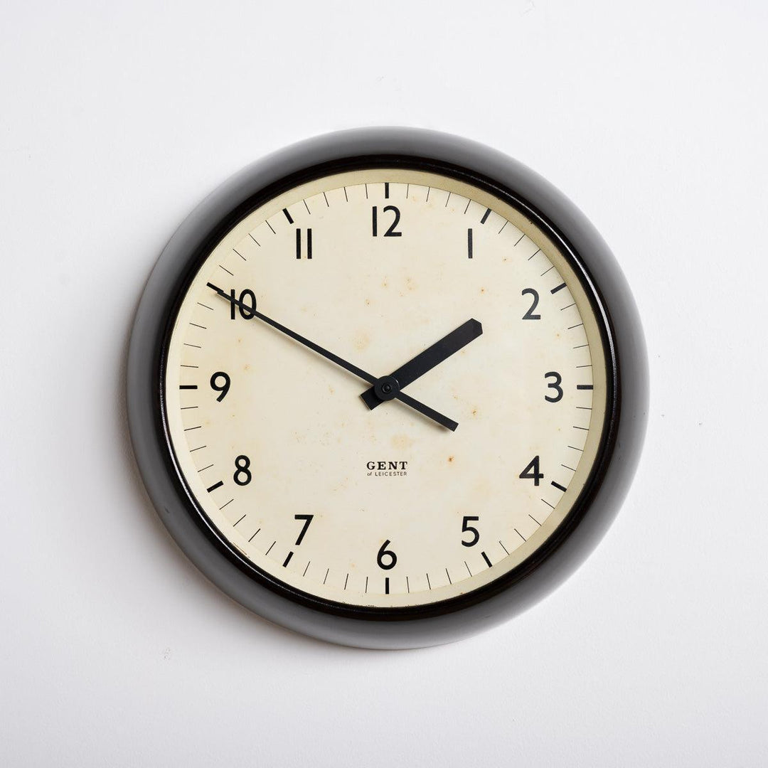 Vintage Mottled Brown Bakelite Industrial Wall Clock by Gents of Leicester