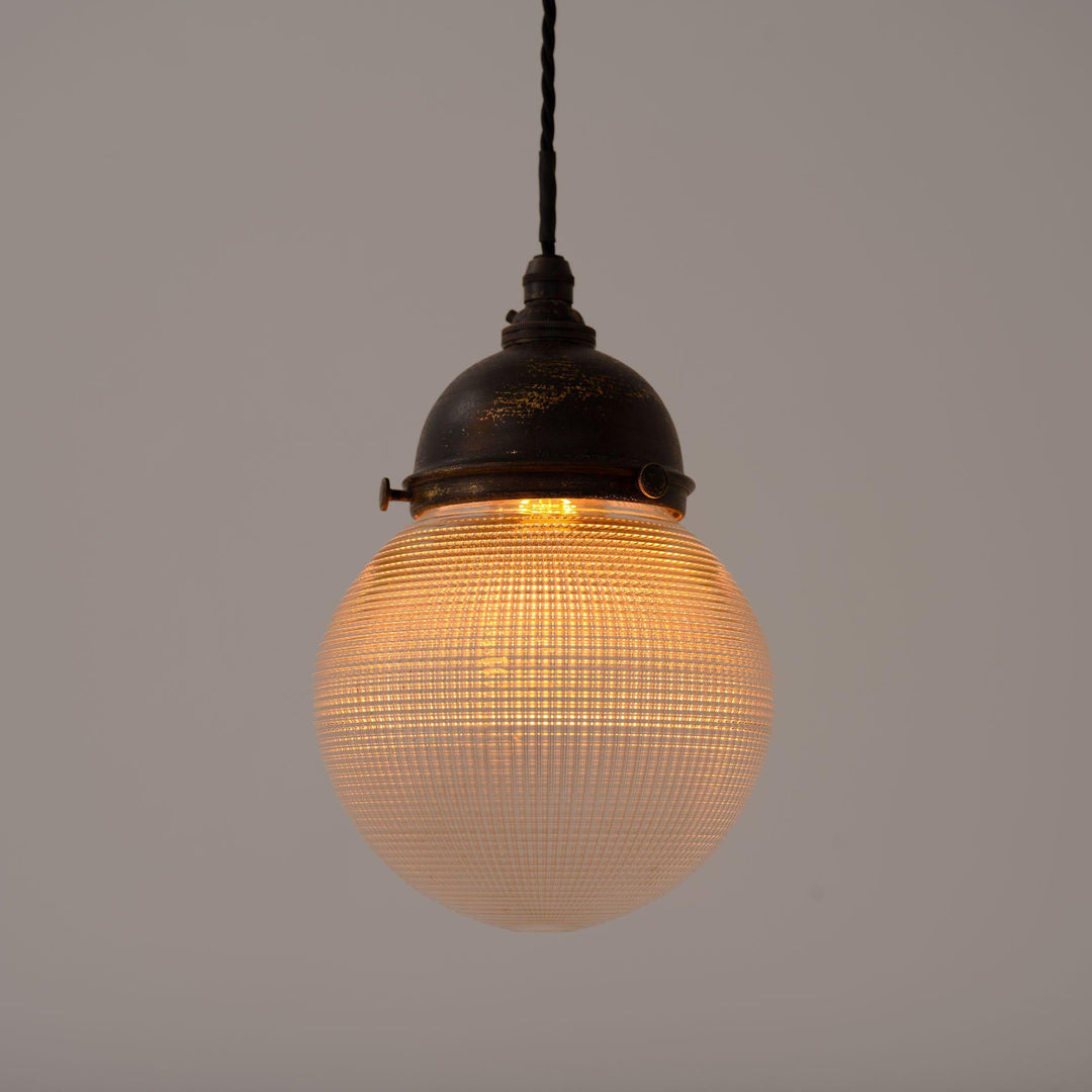 Vintage Reclaimed Holophane Globe Pendant Lights