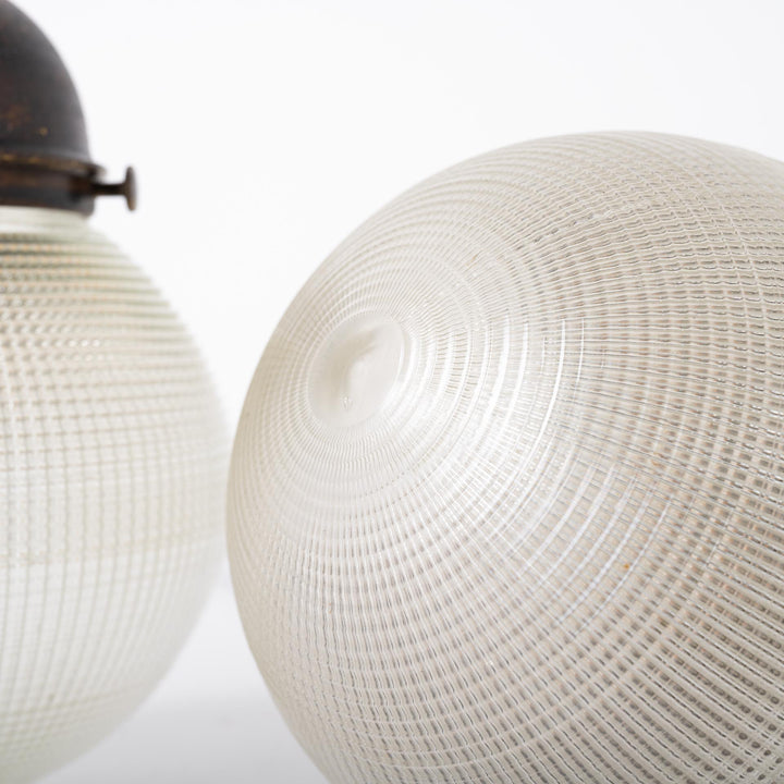 Vintage Reclaimed Holophane Globe Pendant Lights