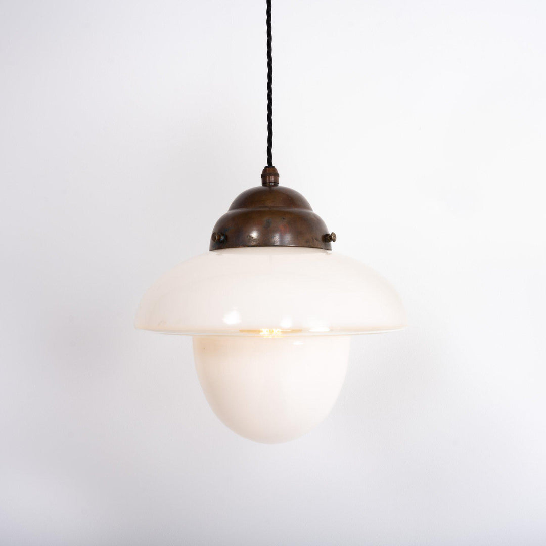 Vintage Two Tone Opaline Glass Church Pendant Lights by ASEA