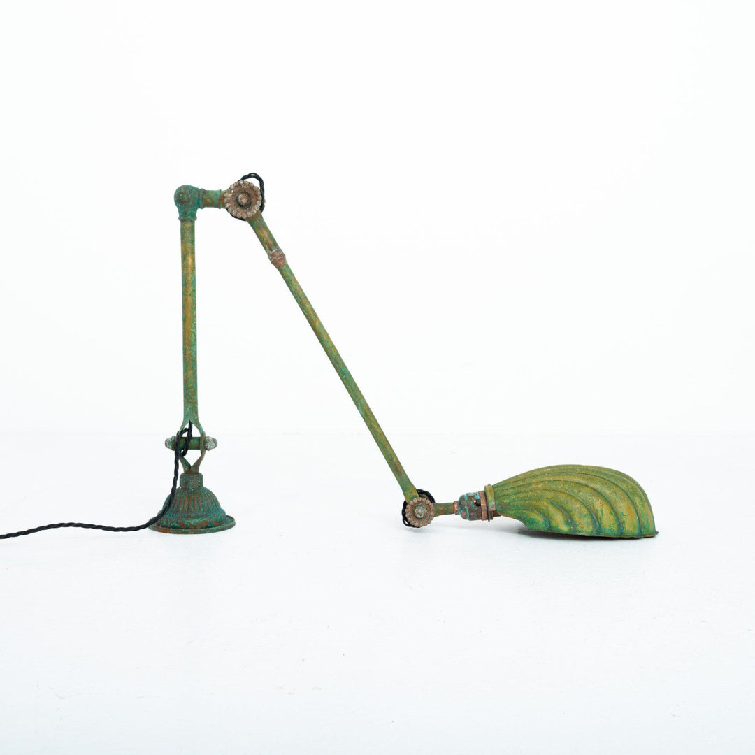 Vintage Verdigris Brass Daisy Joint Lamp by John Dugdill & Co