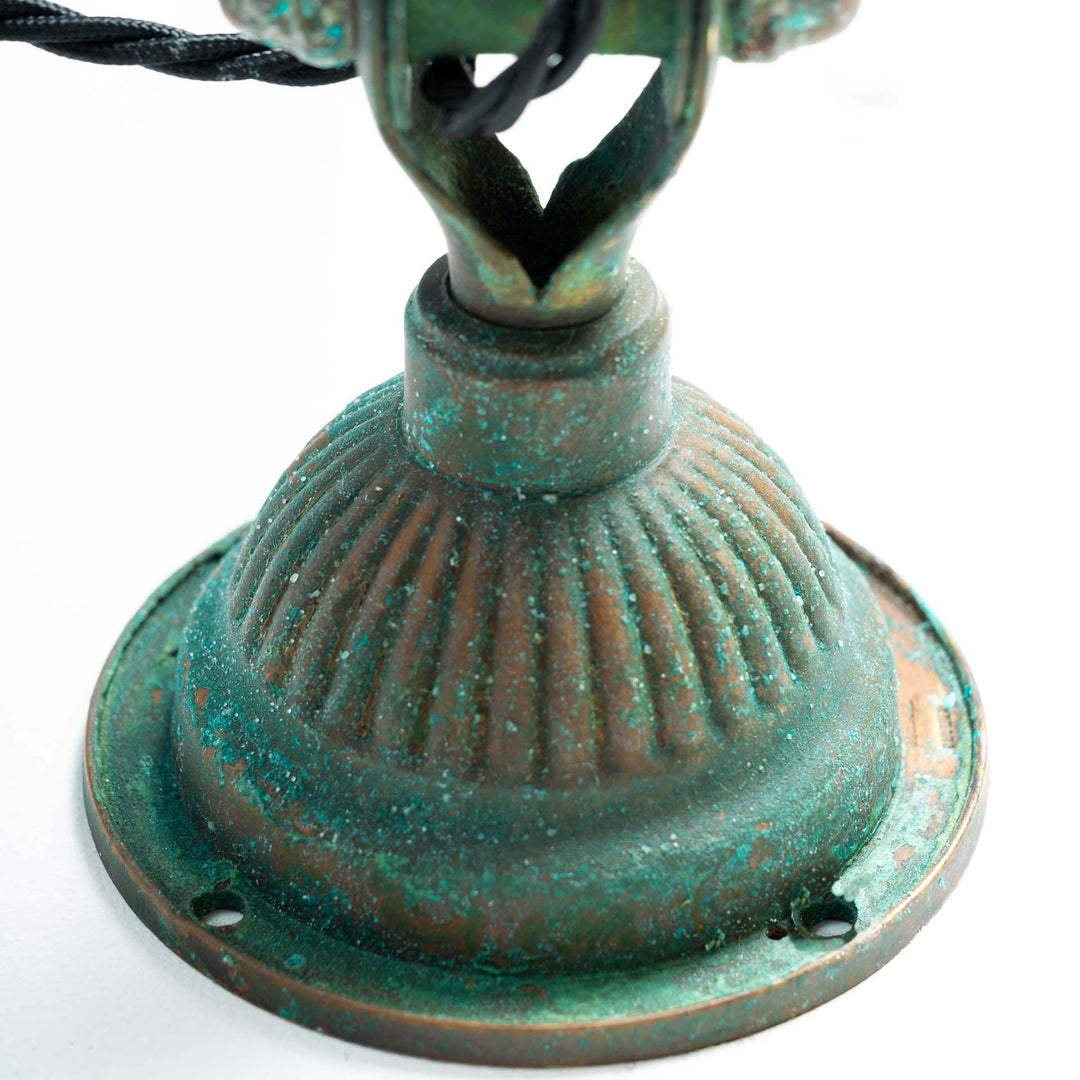 Vintage Verdigris Brass Daisy Joint Lamp by John Dugdill & Co