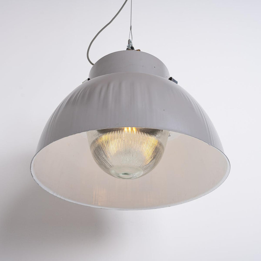 XL Polish Factory Lights with Prismatic Glass - Matt Grey