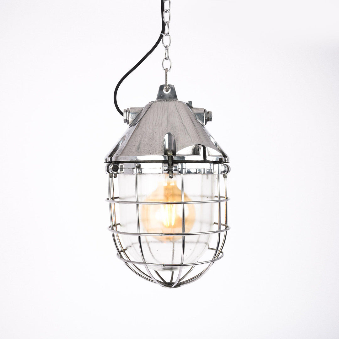 XL Polished Industrial Cage Lights from Eastern Europe